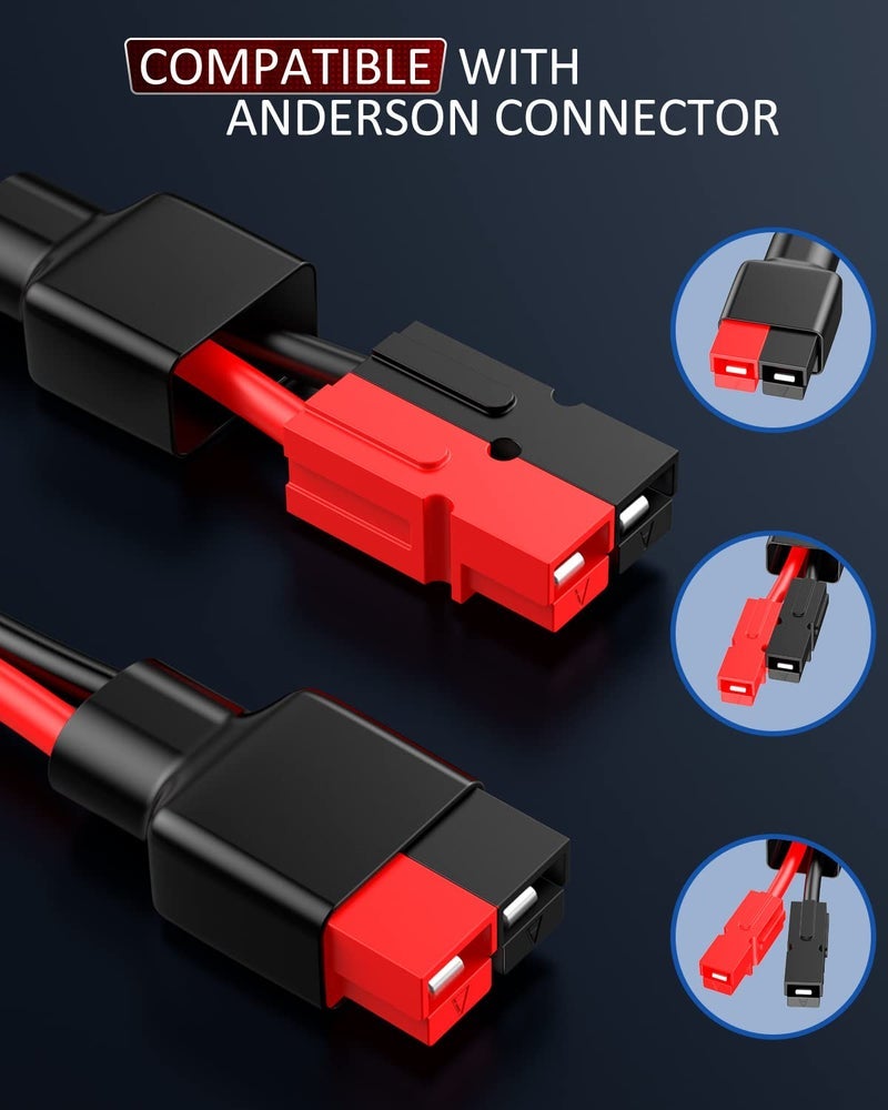ELECTOP 45A Connector to O Ring Terminal, Compatible with Ads Port Adapter 10AWG Battery Connector Cable with 15A/20A Protection Fuse for Automotive Portable Solar Generators and Battery Charge - Image 2